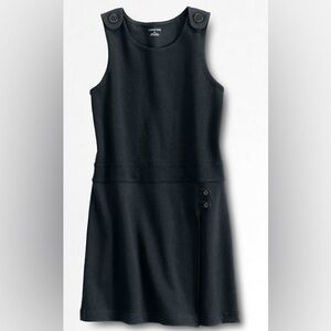 Lands End Sz 7 Black Knit Uniform Jumper Dress